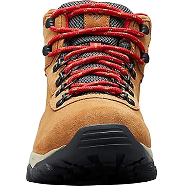 Columbia Men's Newton Ridge Plus II Suede Waterproof Wide Hiking Shoe, elk, Mountain red, 11.5 US